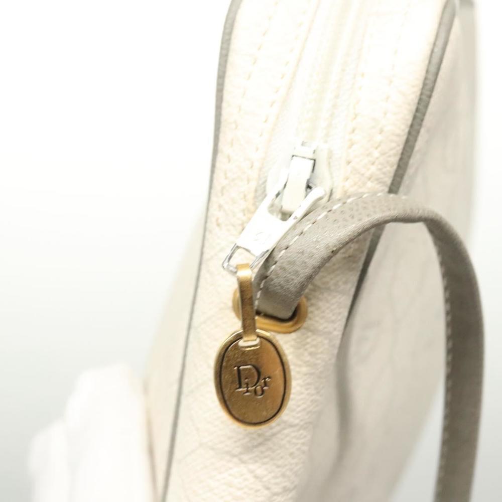Christian Dior Honeycomb Canvas Shoulder Bag PVC White Gold Auth sw752 - Picture 14 of 16